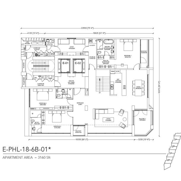 3‑Bedroom Apartment 8 Green DHA Raya-3