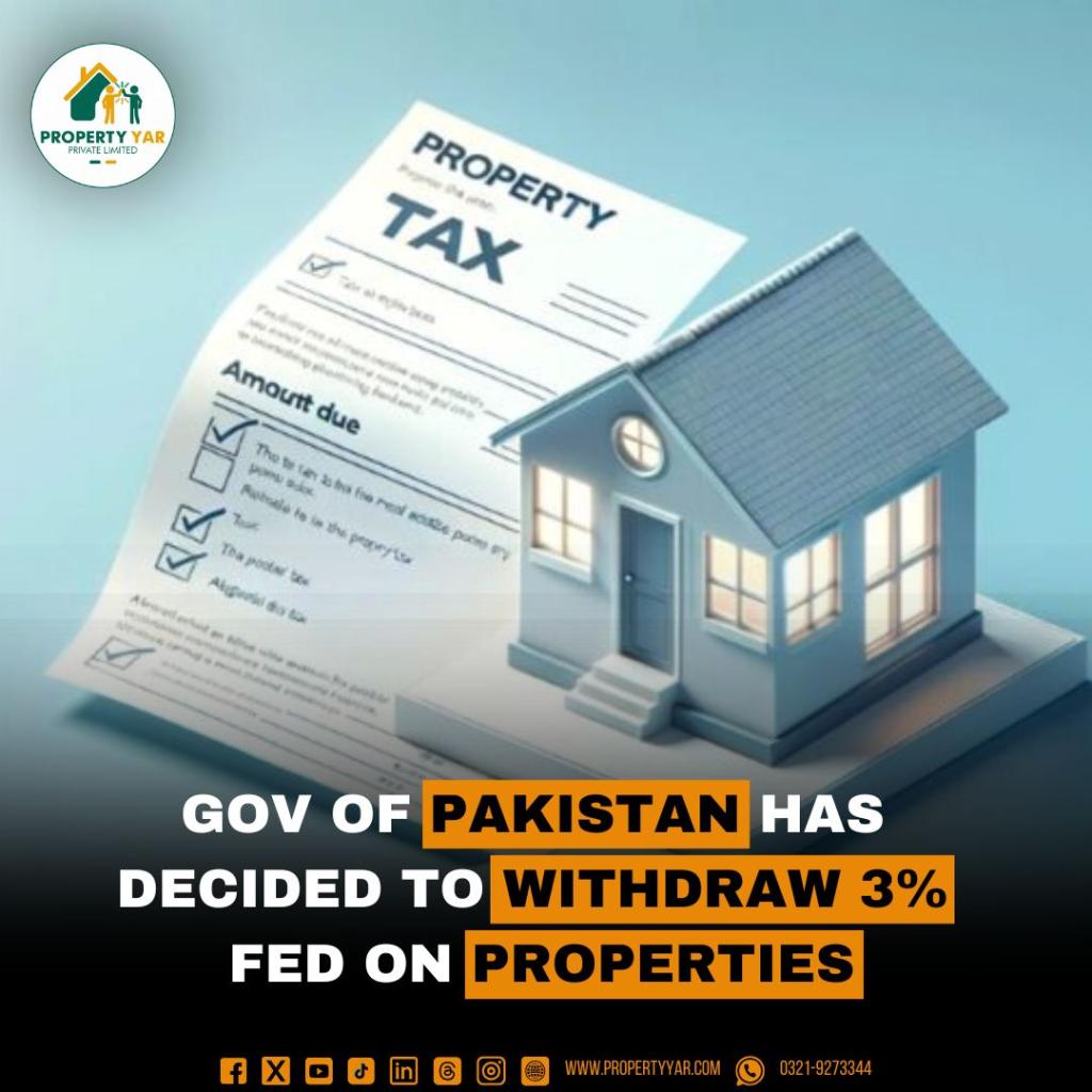 Gov of Pakistan has Decided to withdraw 3% FED on Properties