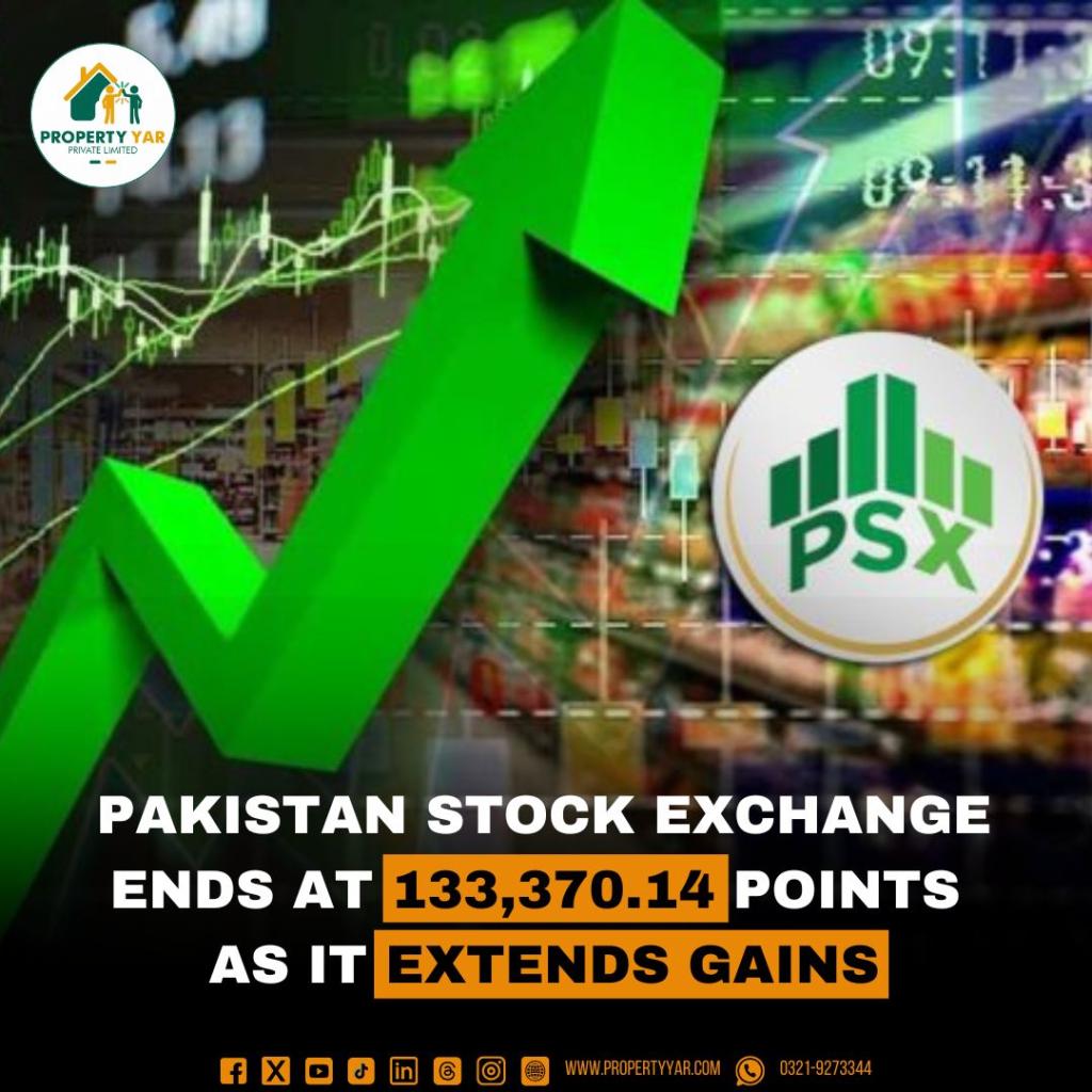 Pakistan Stock Exchange Ends at 133,370.14 points as it extends gains