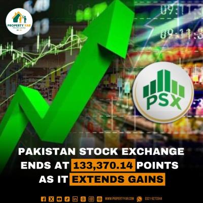 Pakistan Stock Exchange Ends at 133,370.14 points as it extends gains