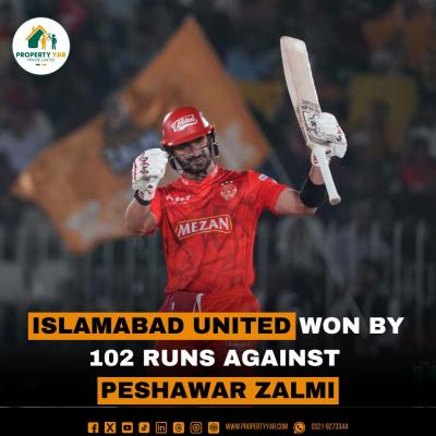 Islamabad United Won by 102 Runs Against Peshawar Zalmi