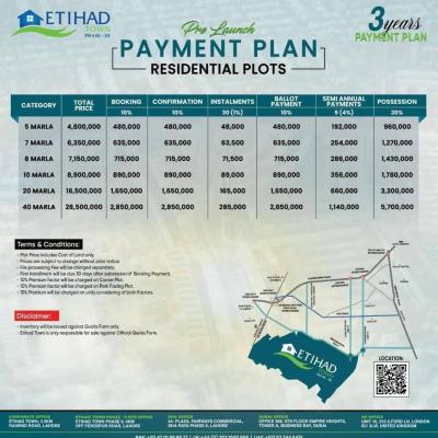 Best Price 40 Marla Plots Available For Sale On Installment Plan In Etihad Town Phase 3