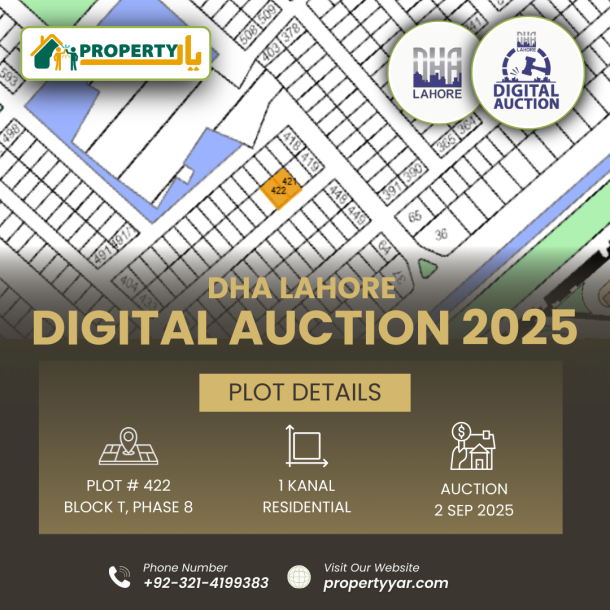 Digital Auction Of 1 Kanal Plot T-422 DHA Lahore Phase 8 Block T-1