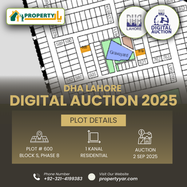 DHA Lahore Digital Auction Of 1 Kanal Plot S-600 In Phase 8-1