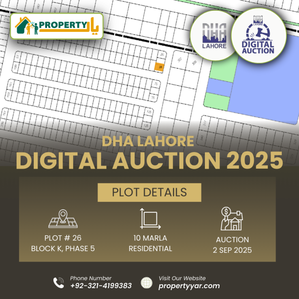 K-26 Top Location 10 Marla Residential Plot Available For Sale In DHA Lahore Phase 5 Block K-1