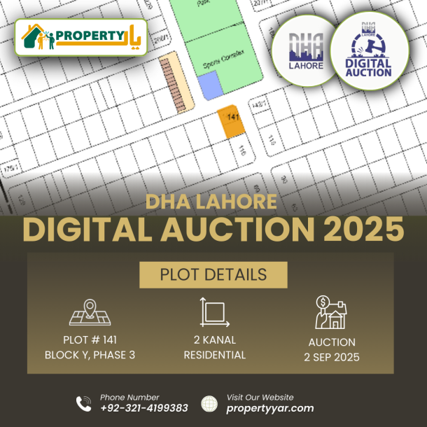 Near To Sports Complex And Park Digital Auction Of 2 Kanal Plot In DHA Lahore Phase 3 Sector Y-1
