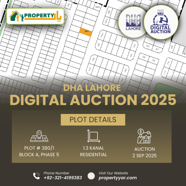 A-380/1 Excellent Location 1.3 Kanal Plot available For Sale In DHA Lahore Phase 5 Block-1