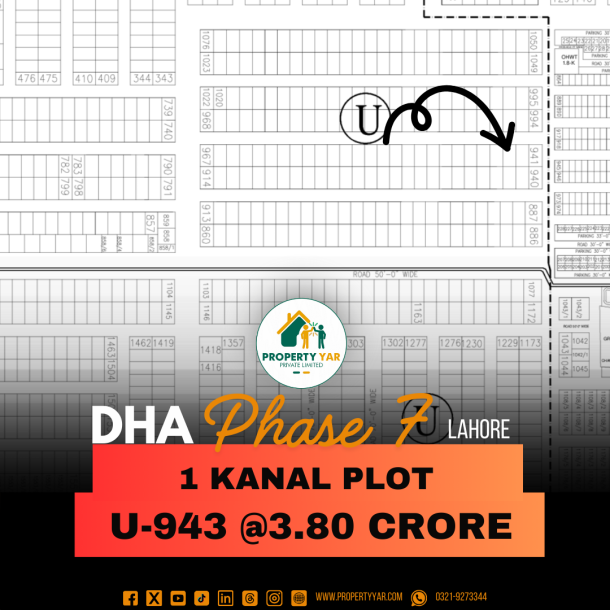 (U-943) Demand 3.80 Crore On 70 Feet Wide Road Near To Mosque And Park Available For Sale In DHA Lahore Phase 7 Block U-1