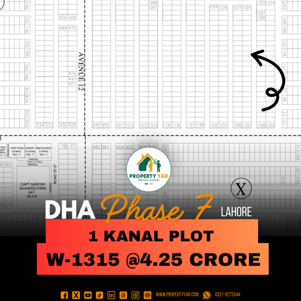 (W-1315) Demand 4.25 Crore Near To Park And Mosque On 50 Feet Wide Road Available For Sale In DHA Lahore Phase 7 Block W-1