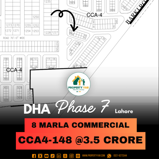 CCA4_ 148 Demand 3.5 Crore 8 Marla Prime Location Plot On 50 Feet Wide Road Available For Sale In DHA Lahore Phase 7 Block CCA4-1