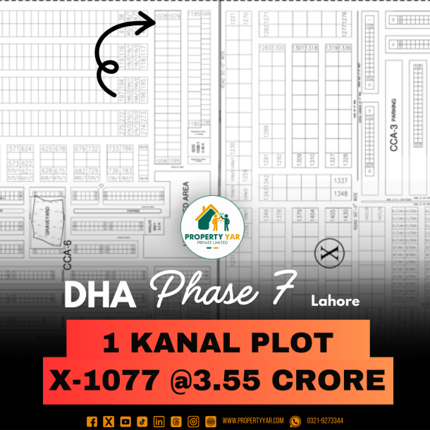 X- 1077 Demand 3.55 Crore Next To CornerPlot On 50 Feet Wide Road Near To Park Available For Sale In DHA Lahore Phase 7 Block X-1