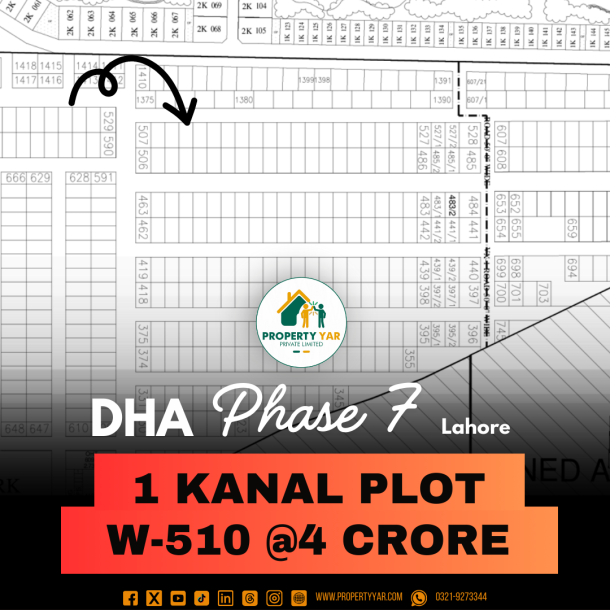 W- 510 Demand 4 Crore On 50 Feet Wide Road Near To Raya Golf And Park Available For Sale In DHA Lahore Phase 7 Block W-1
