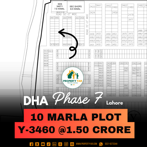 Y- 3460 Demand 1.50 Crore 10 Marla Prime Location Residential Plot On 50 Feet Wide Road Near To Park And Mosque Available For Sale In DHA Lahore Phase 7 Block Y-1