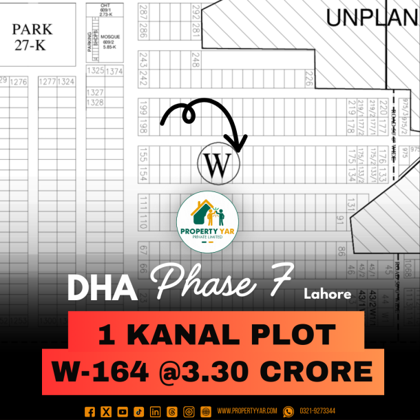 Lowest Price Plot W- 164 On 50 Feet Wide Road Available For Sale In DHA Lahore Phase 7-1