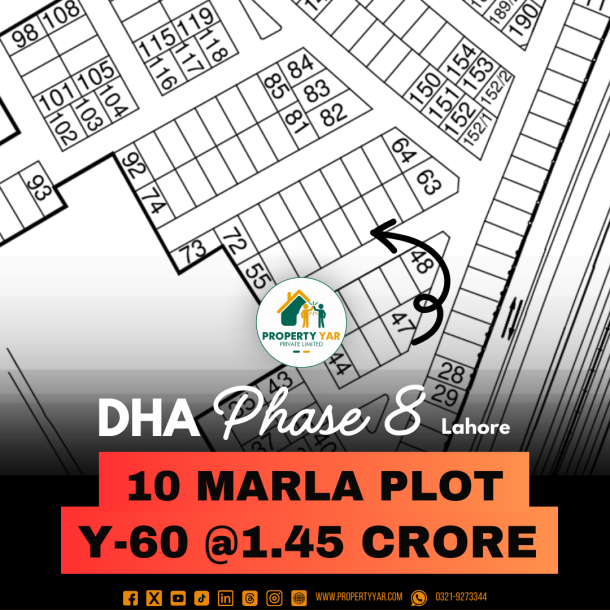 10 Marla Top Location Plot Available For Sale In DHA Lahore Phase 8 Block Y-1