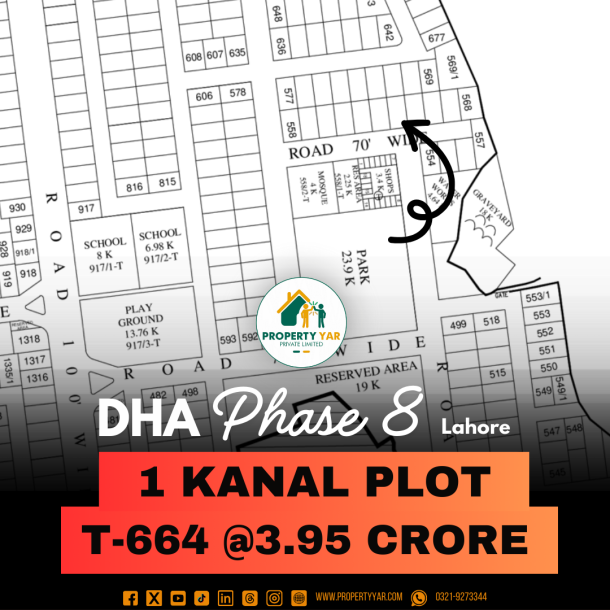 Top Location Plot T- 664 Very Close To Mosque And Commercial On 70 Feet Road Available For Sale In DHA Lahore-1