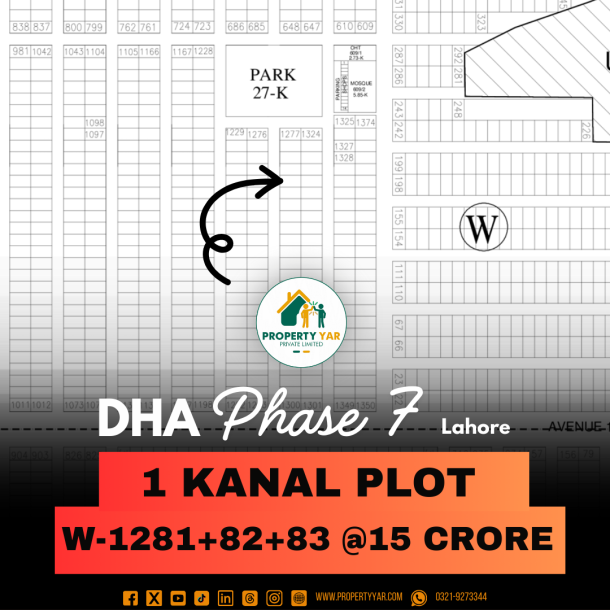 Direct Deal 3 Kanal Plots W- 1281_82+83 Near To Park Available For Sale In DHA Lahore Phase 7 Block W-1