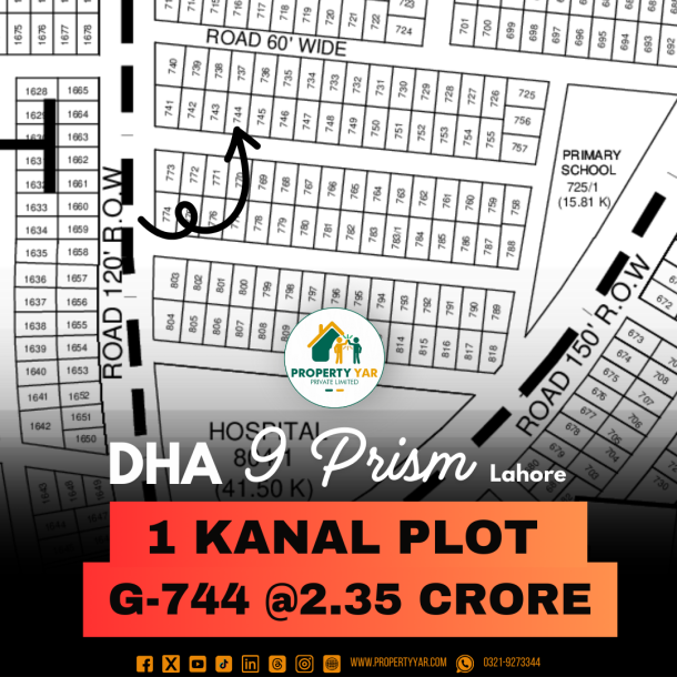 Lowest Price Plot G-744 For Sale In DHA Lahore Phase 9 Prism-1