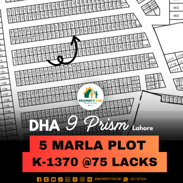 K-1370 Prime Location Plot For Sale In DHA Lahore Phase 9 Prism-1