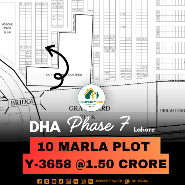 Ideal Location 10 Marla Plot For Sale In DHA Lahore Phase 7 Block Y-1