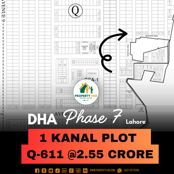 Lowest Price 1 Kanal Plot Available For Sale In DHA Lahore Phase 7 Block Q-1