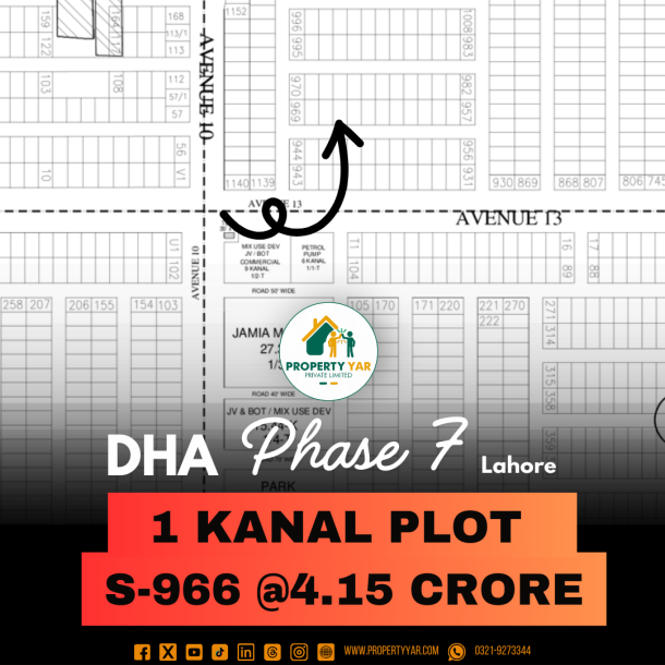 Reasonable Price 1 Kanal Plot S-966 Available For Sale In DHA Lahore Phase 7 Block S-1