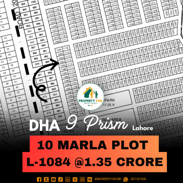 Investor Rate 10 Marla Plot For Sale In DHA Lahore Phase 9 Prism Block L-1
