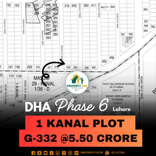 G-332 1 Kanal Prime Location Plot Available For Sale In DHA Lahore Phase 6 Block G-1