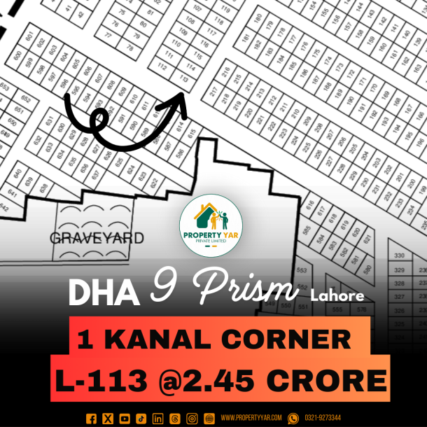 Corner Best Location 1 Kanal Plot For Sale In DHA Lahore Phase 9 Prism Block L-1