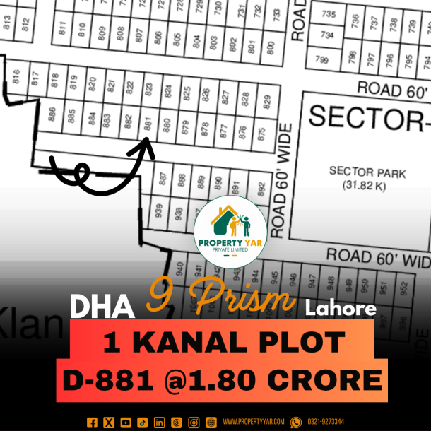 Investor Rate 1 Kanal Plot Available For Sale In DHA Lahore Phase 9 Prism-1