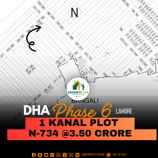 (N-734) Ideal Investment 1 Kanal Plot Demand 3.50 Crore Near To Masjid And Park On 50 Feet Road Available For Sale In DHA Lahore Phase 6 Block N-1