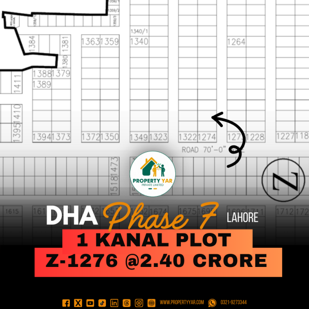 (Z-1276) Demand 2.40 Crore Near To Park And Mosque On 50 Feet Wide Road Prime Location Plot Is Available For Sale In DHA Lahore Phase 7 Block Z-1