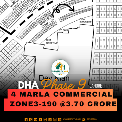 Low Price (Zone3- 190) Demand 3.70 On 80 Feet Wide Road Near To Park Available For Sale In DHA Lahore Phase 9 Prism Zone 3