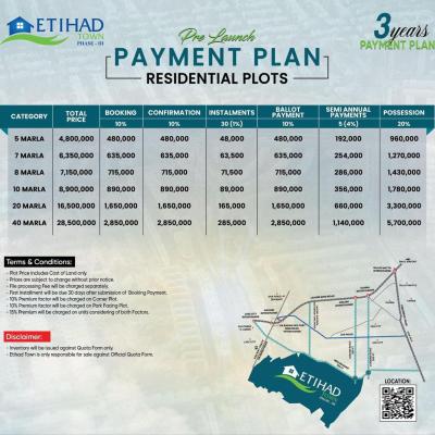 Ideal Location 5 Marla Plots Available For Sale On Installment Plan In Etihad Town Phase 3