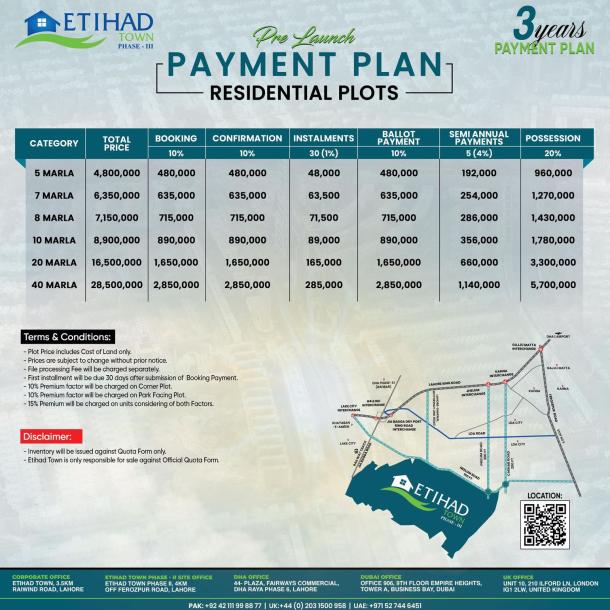 2 Kanal Plots Available For Sale In Etihad Town Phase 3 Lahore-1