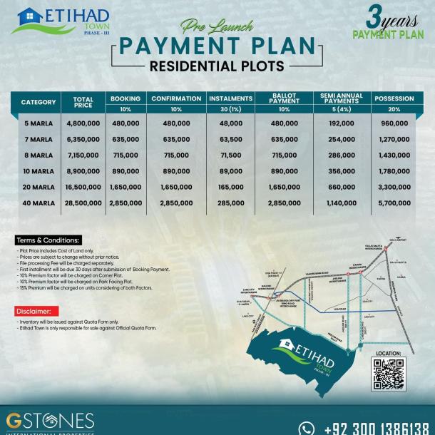 10 Marla Plots Available For Sale In Etihad Town Phase 3 Lahore-1