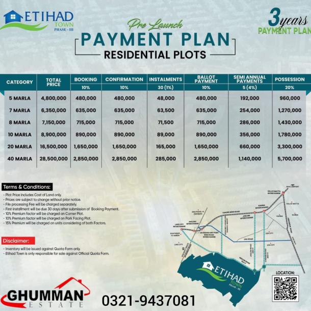 8 Marla Best Location Plots Available For Sale In Etihad Town Phase 3 Lahore-1