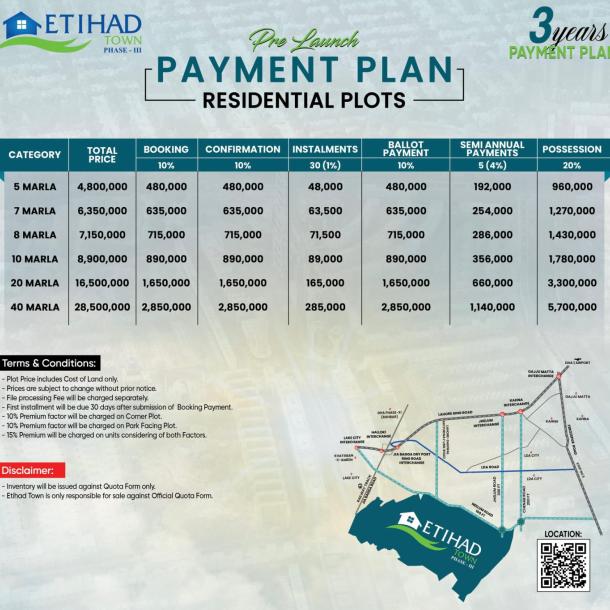 10 Marla Plots Available For Sale In Etihad Town Phase 3 Lahore-1