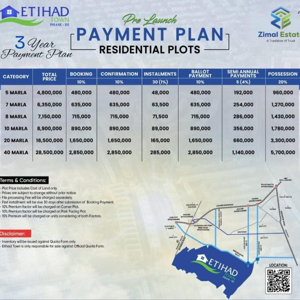 2 Kanal Plots Available For Sale In Etihad Town Phase 3 Lahore-1