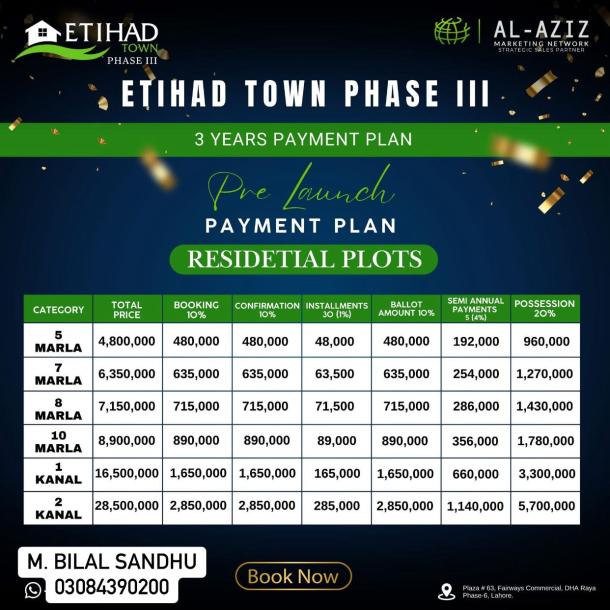 7 Marla Plots Available For Sale In Etihad Town Phase 3 Lahore-1