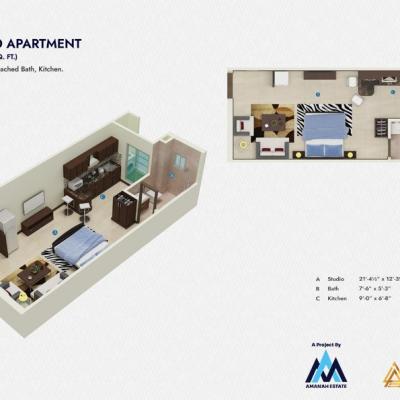 Stylish One Bed Apartment Available in Amanah Noor Lahore-11