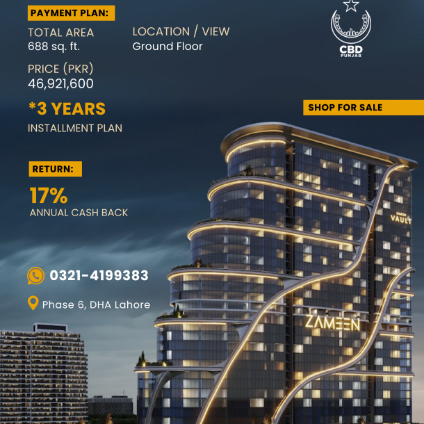 Elegant Shop for Sale in Zameen Vault DHA Phase 6 Lahore-1
