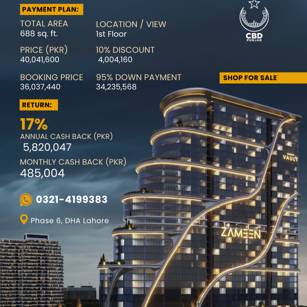 Premium Commercial Shop for Sale in Zameen Vault DHA Phase 6 Lahore-1