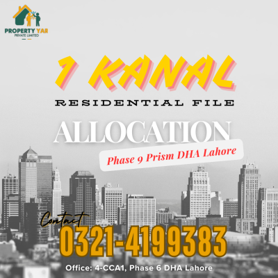 1 Kanal Allocation File In DHA Phase 9 Prism